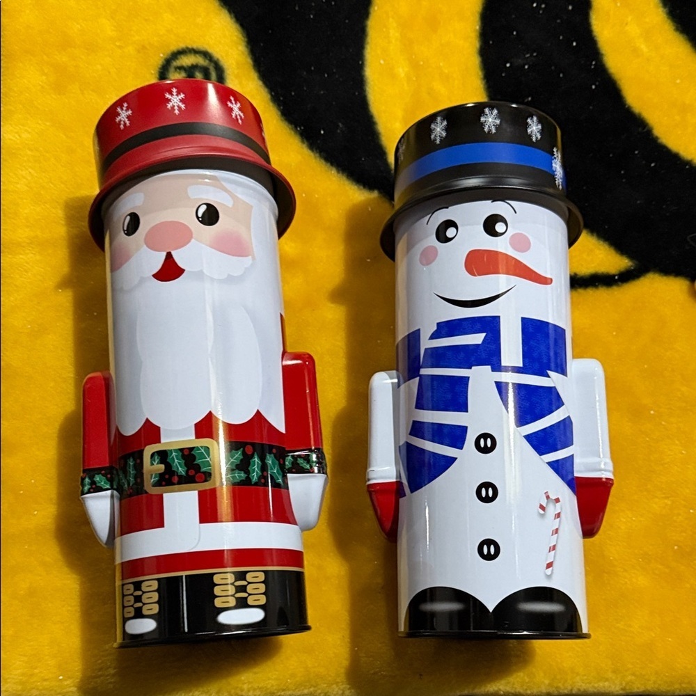 Festive Santa and Snowman Tall tin set